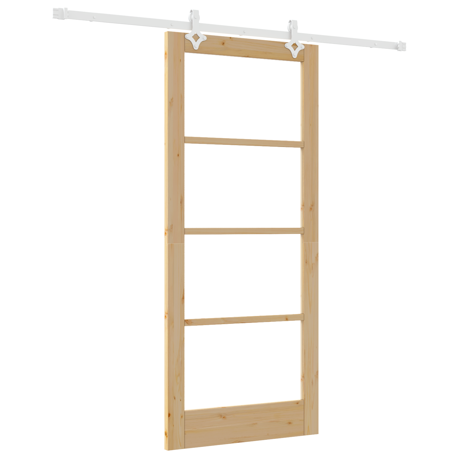 Sliding Door with Hardware Set 86x198.5 cm Solid Wood Pine - Image 2