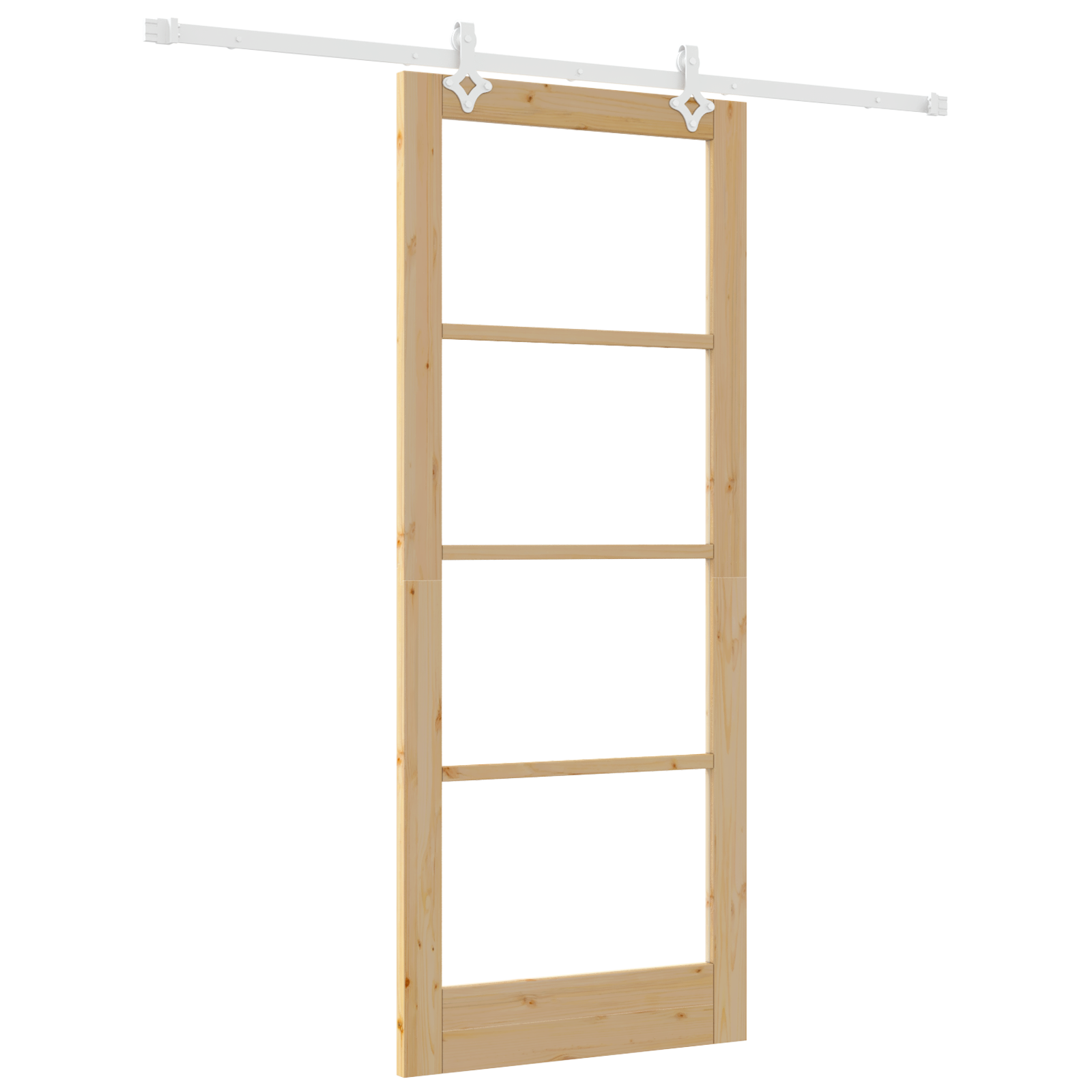 Sliding Door with Hardware Set 86x211 cm Solid Wood Pine - Image 2