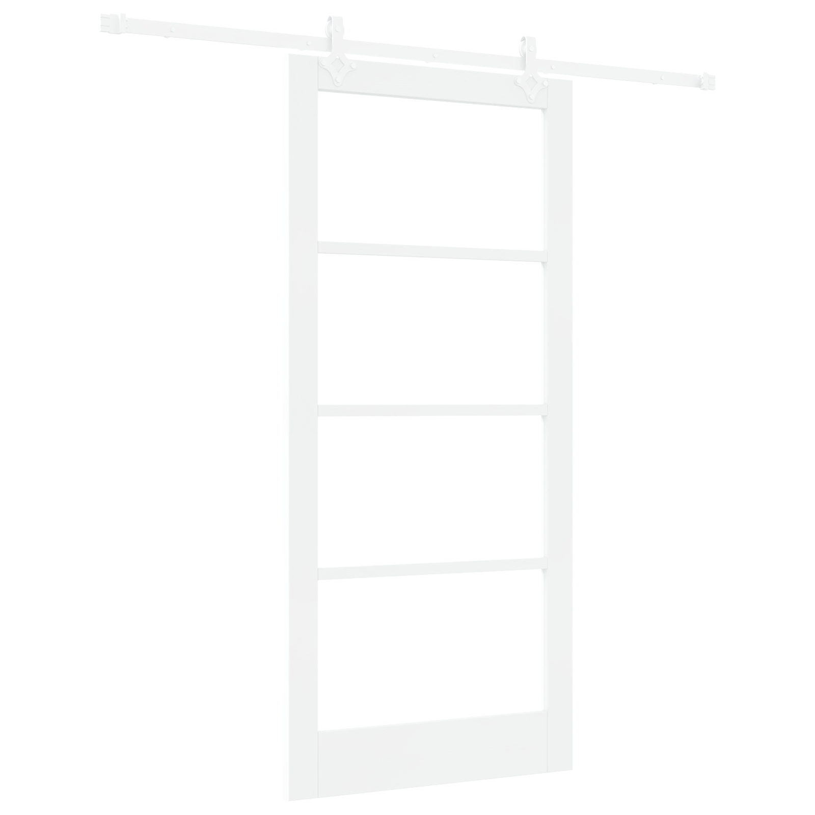 Sliding Door with Hardware Set White 93x202 cm Solid Wood Pine - Image 2