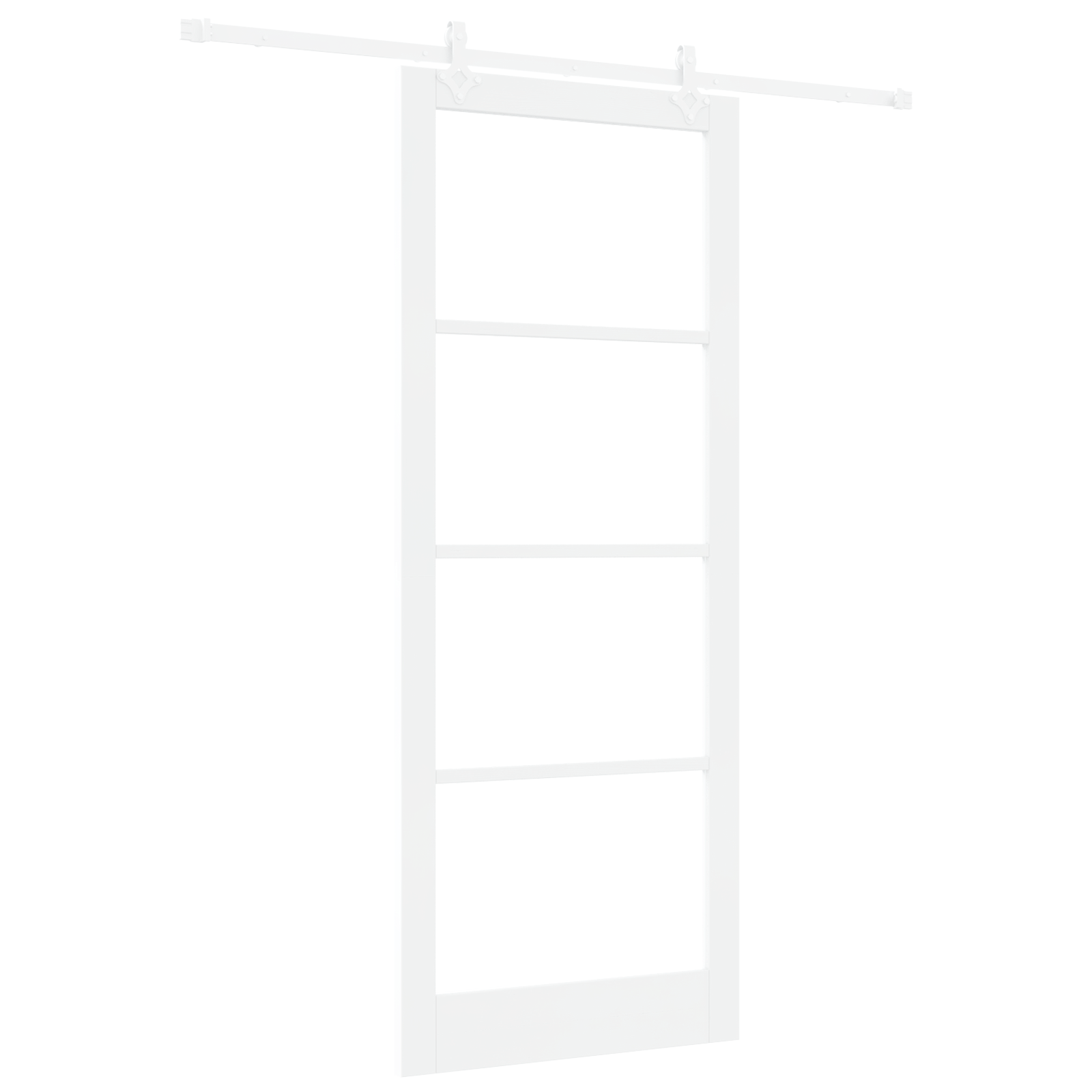 Sliding Door with Hardware Set White 93x232 cm Solid Wood Pine - Image 2