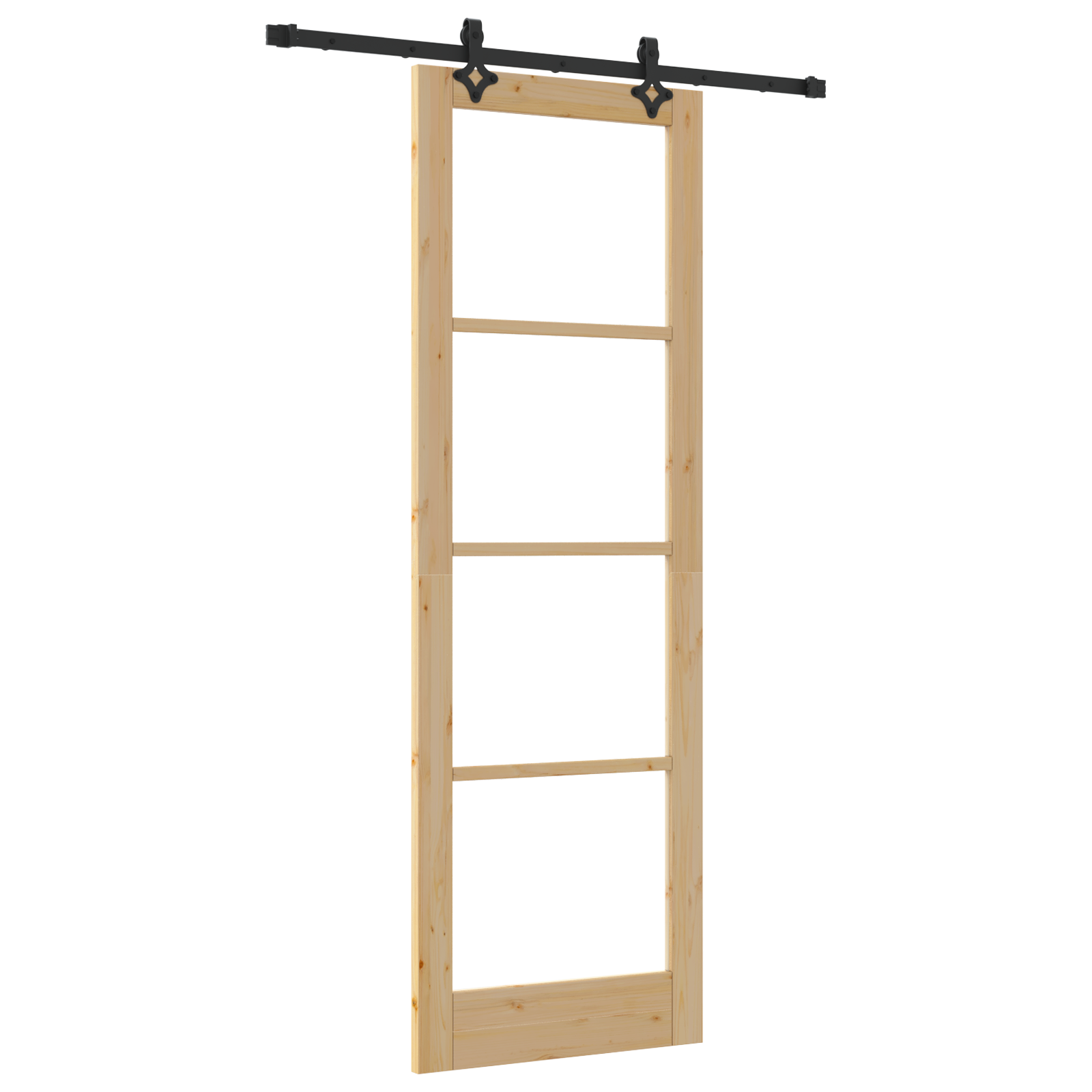 Sliding Door with Hardware Set 78x232 cm Solid Wood Pine - Image 2