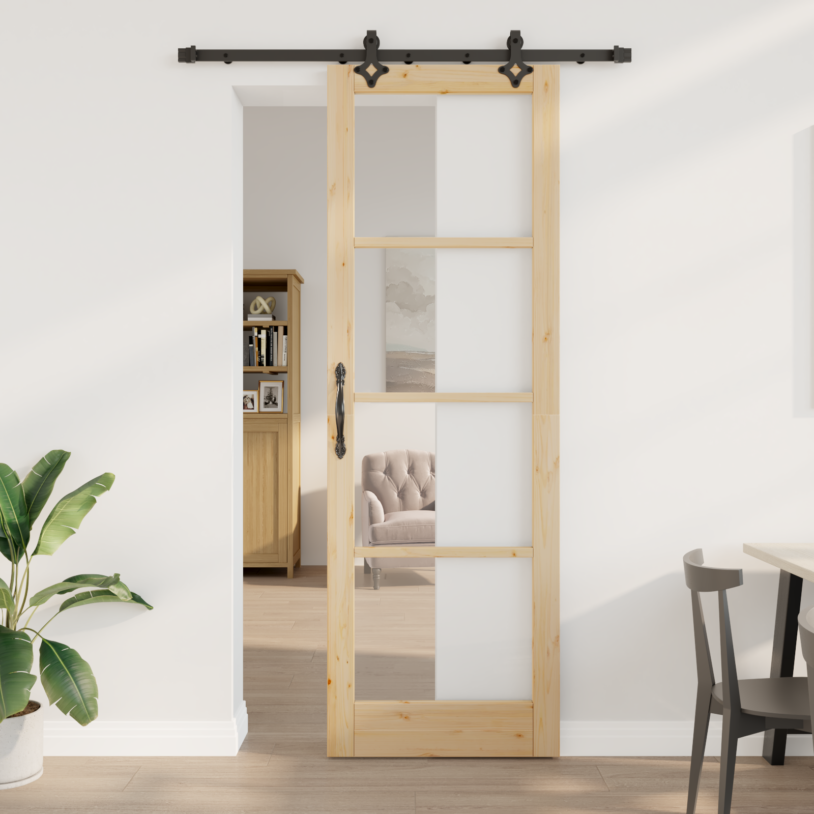 Sliding Door with Hardware Set 78x232 cm Solid Wood Pine