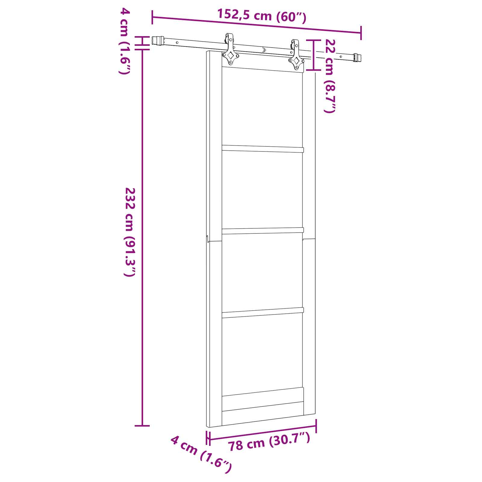 Sliding Door with Hardware Set 78x232 cm Solid Wood Pine - Image 11