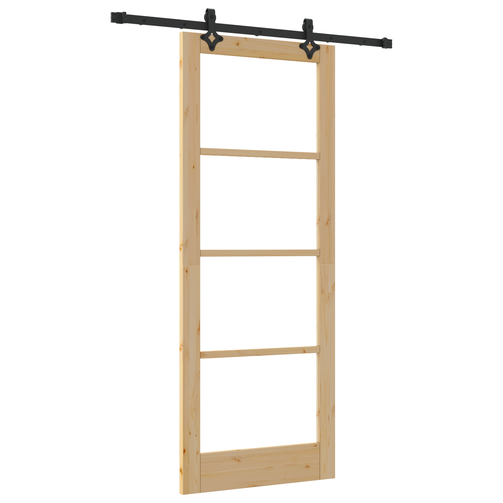 Sliding Door with Hardware Set - 83x211 cm - Solid Wood Pine - Image 2