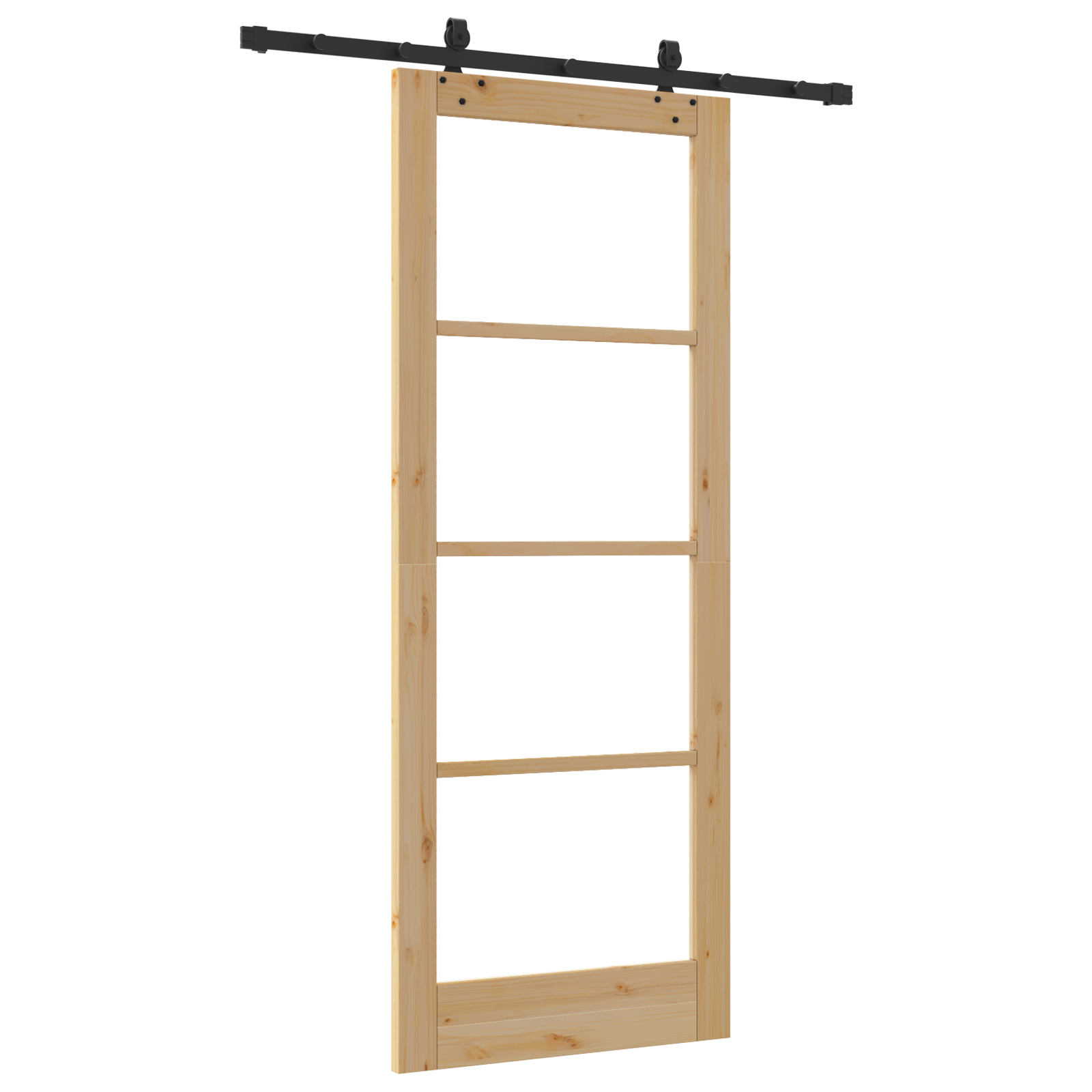 Sliding Door with Hardware Set - 83x211 cm - Solid Wood Pine - Image 6
