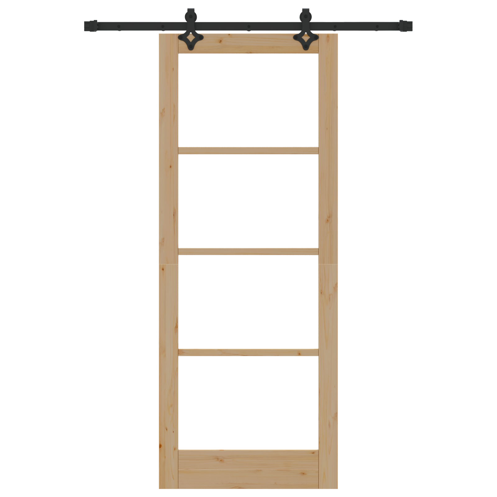 Sliding Door with Hardware Set - 83x211 cm - Solid Wood Pine - Image 4