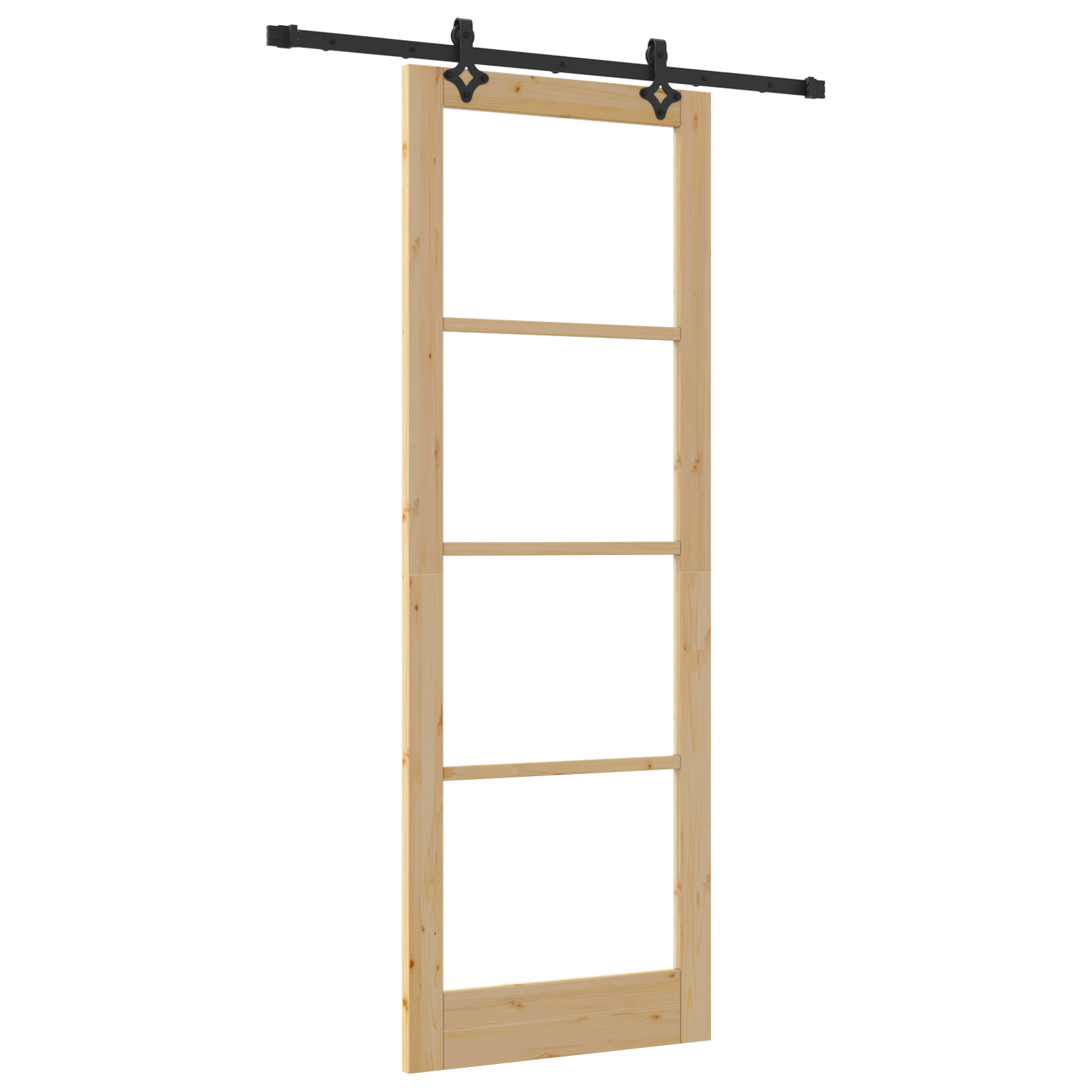Sliding Door with Hardware Set 83x232 cm Solid Wood Pine - Image 2