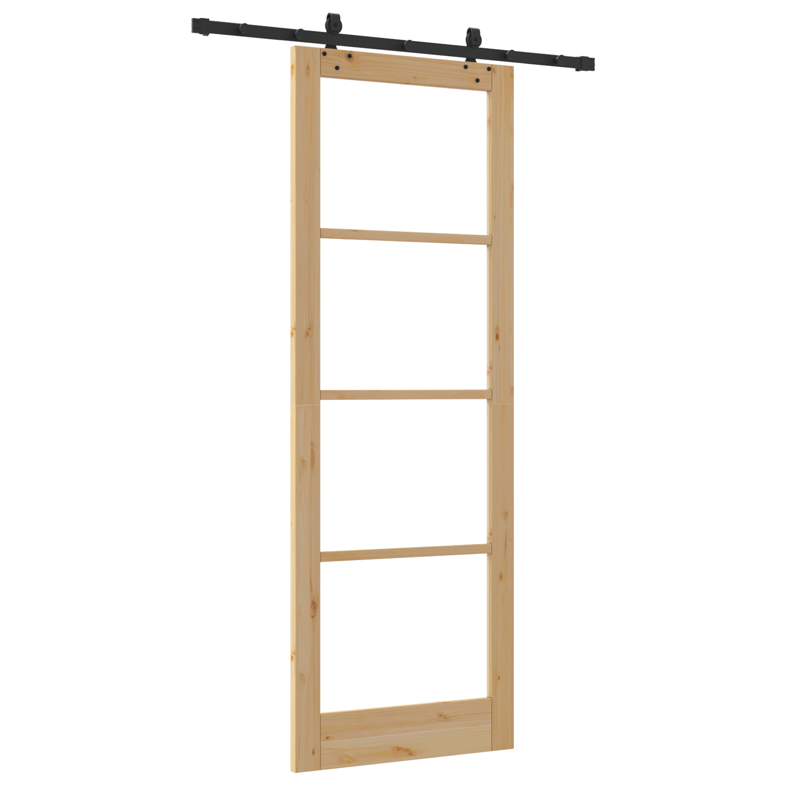 Sliding Door with Hardware Set 83x232 cm Solid Wood Pine - Image 6