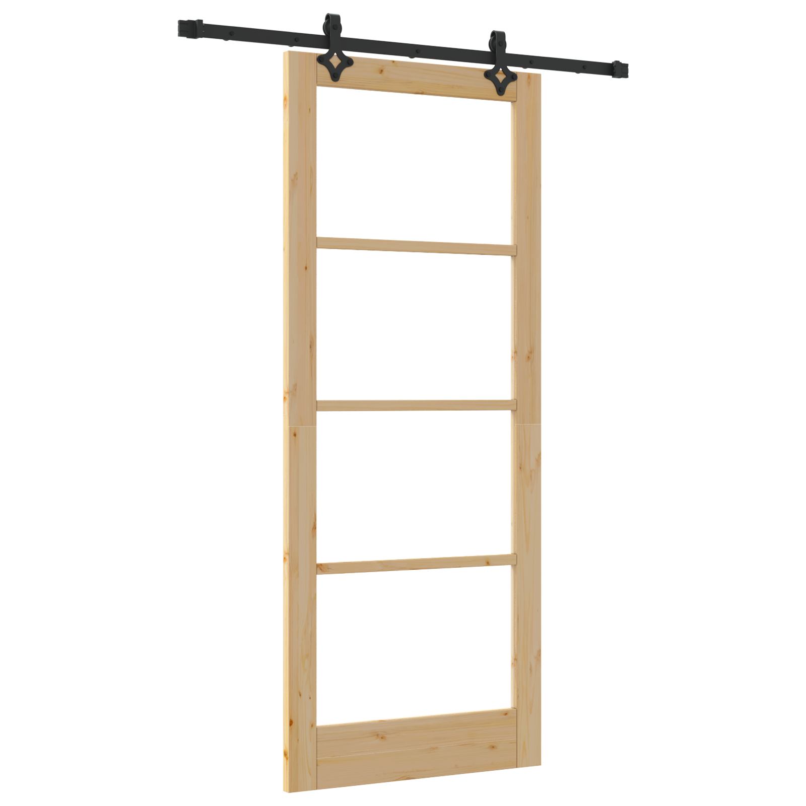Sliding Door with Hardware Set 86x211 cm Solid Wood Pine - Image 2