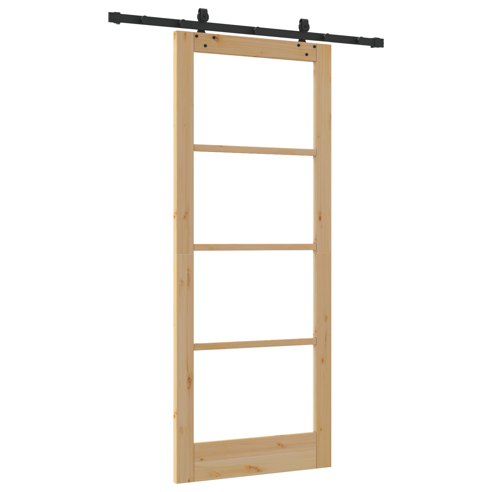 Sliding Door with Hardware Set 86x211 cm Solid Wood Pine - Image 6