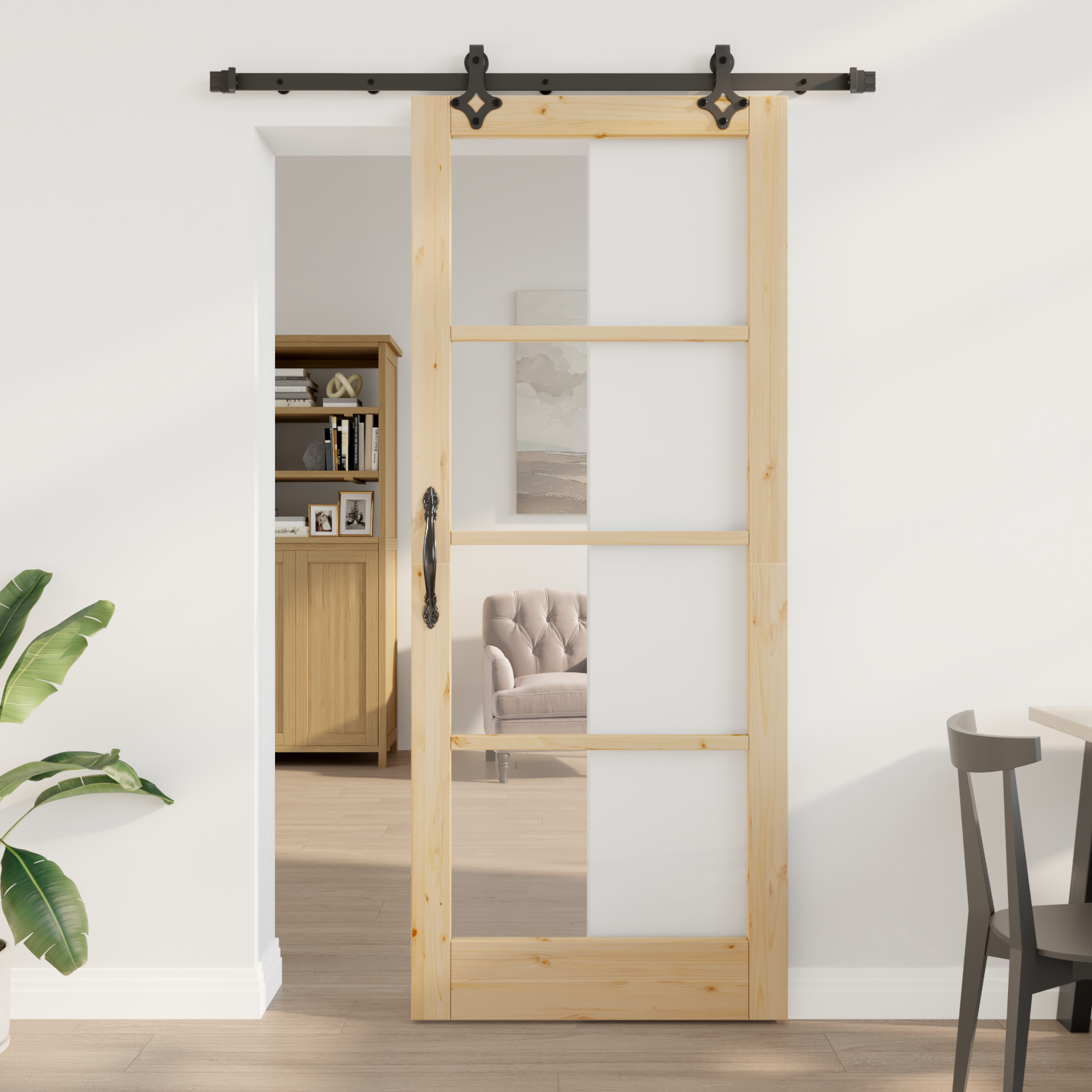 Sliding Door with Hardware Set 86x211 cm Solid Wood Pine