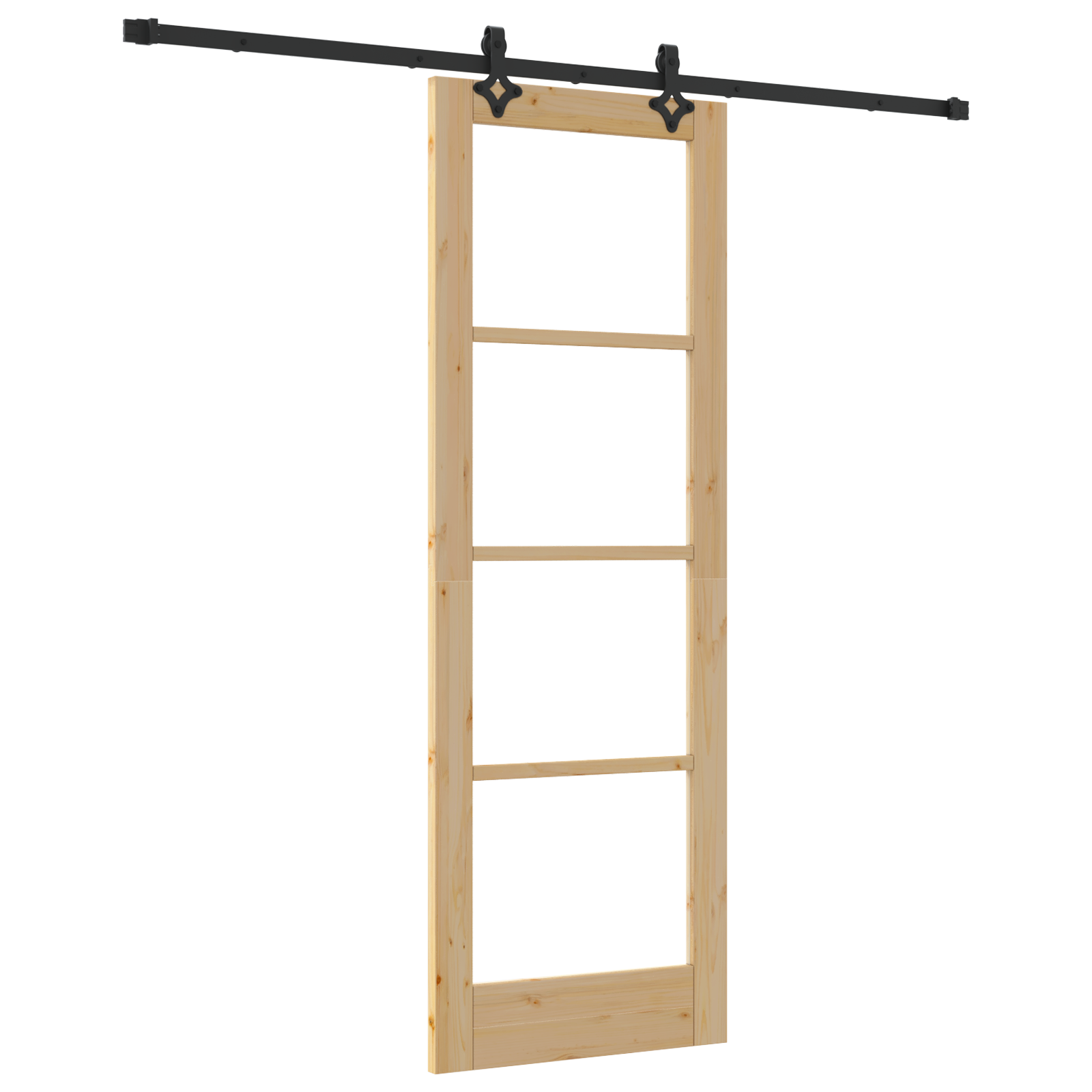 Sliding Door with Hardware Set 73.5x211 cm Solid Wood Pine - Image 2