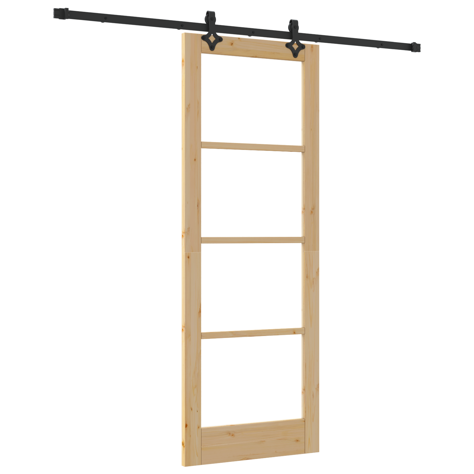 Sliding Door with Hardware Set 78x211 cm Solid Wood Pine - Image 2