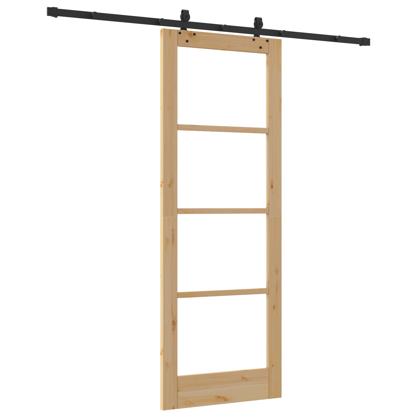Sliding Door with Hardware Set 78x211 cm Solid Wood Pine - Image 6