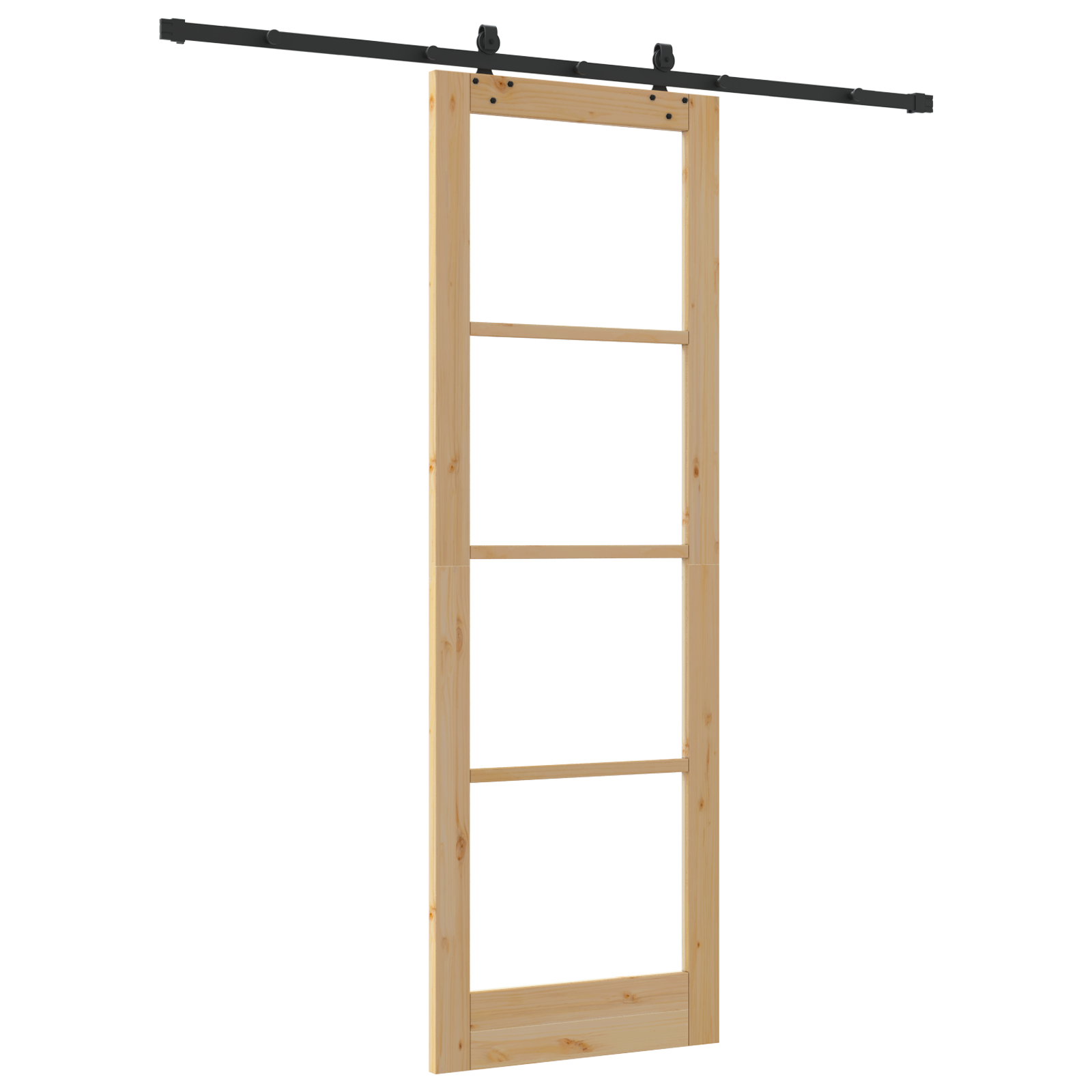 Sliding Door with Hardware Set 78x232 cm Solid Wood Pine - Image 6