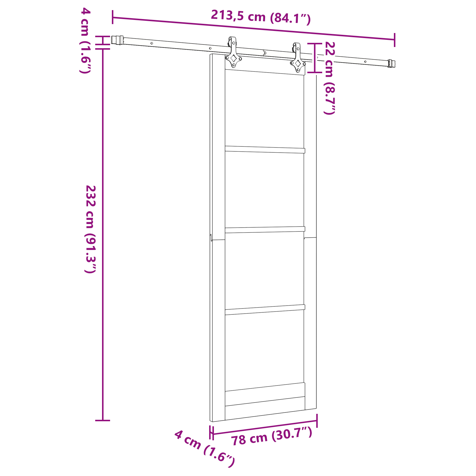 Sliding Door with Hardware Set 78x232 cm Solid Wood Pine - Image 11