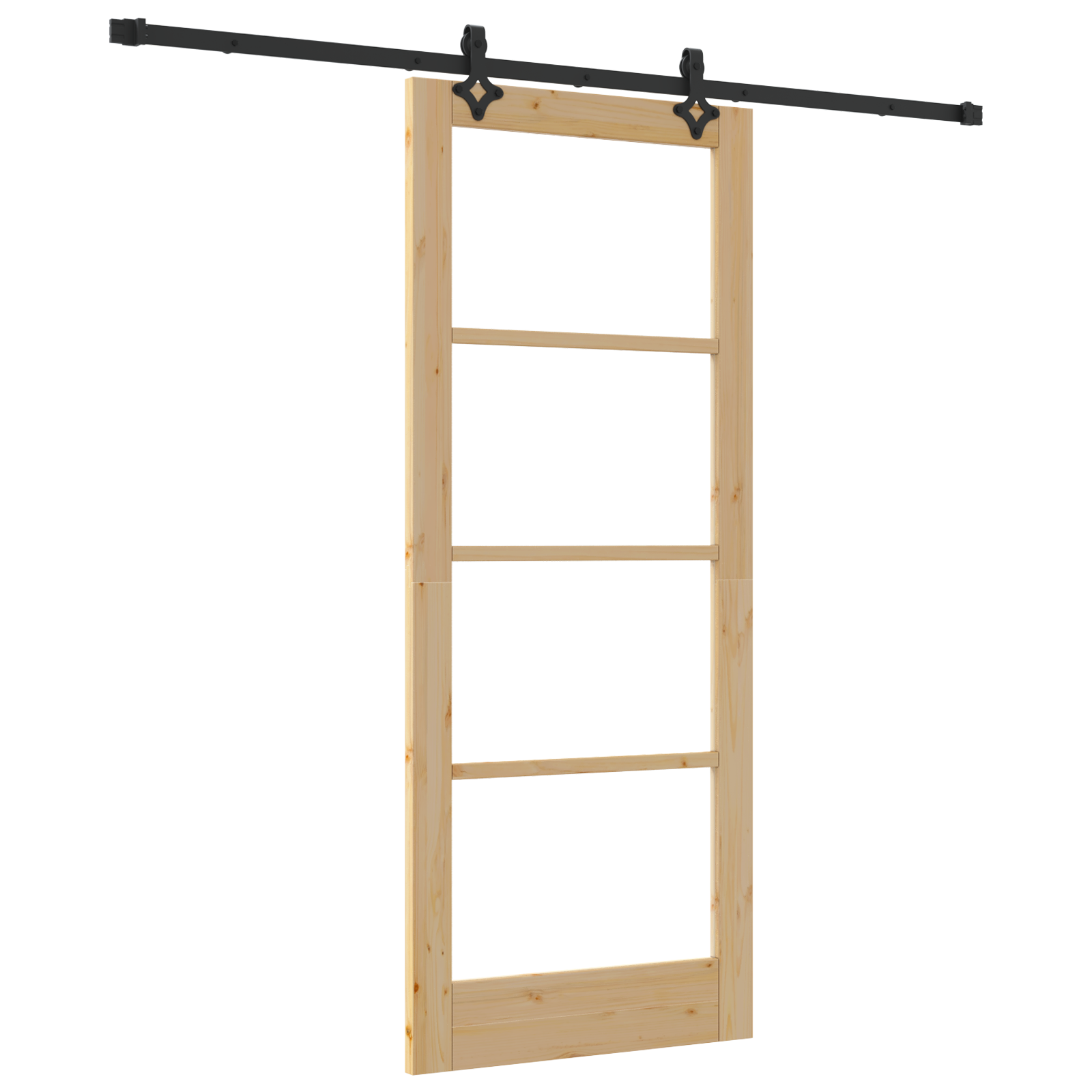 Sliding Door with Hardware Set 83x202 cm Solid Wood Pine - Image 2
