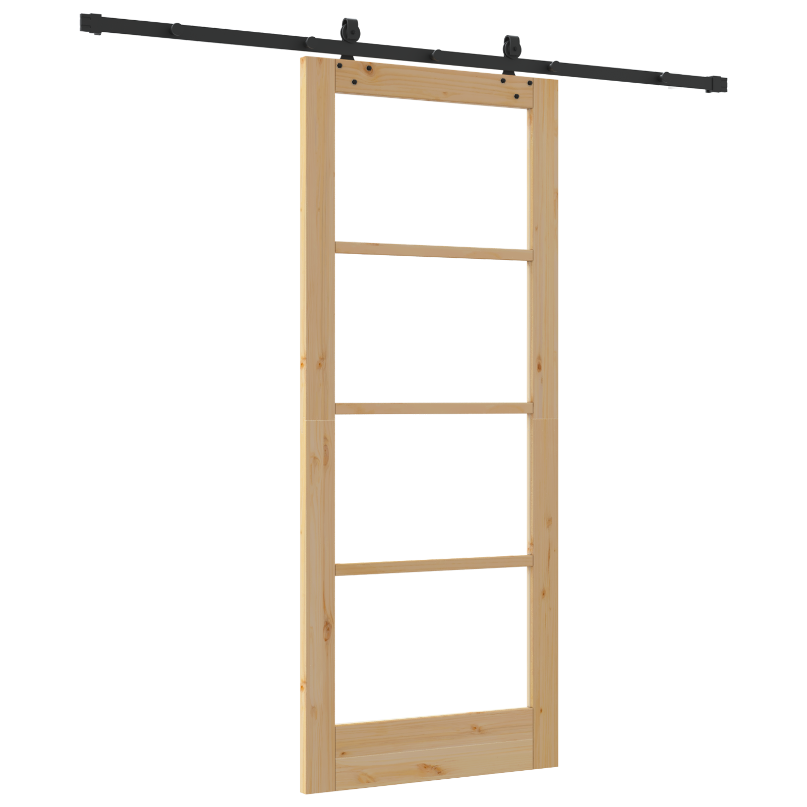 Sliding Door with Hardware Set 83x202 cm Solid Wood Pine - Image 6