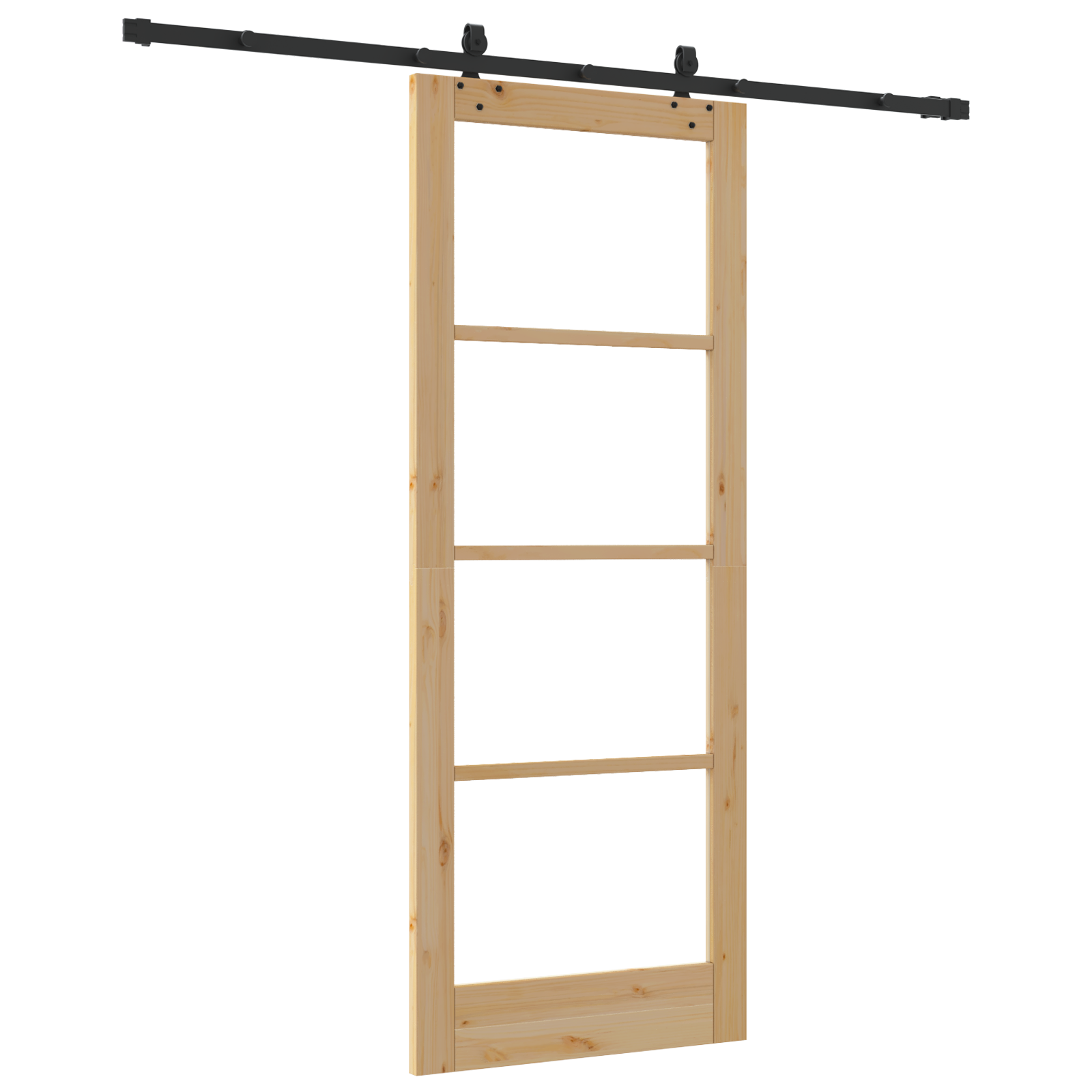 Sliding Door with Hardware Set 83x211 cm Solid Wood Pine - Image 6