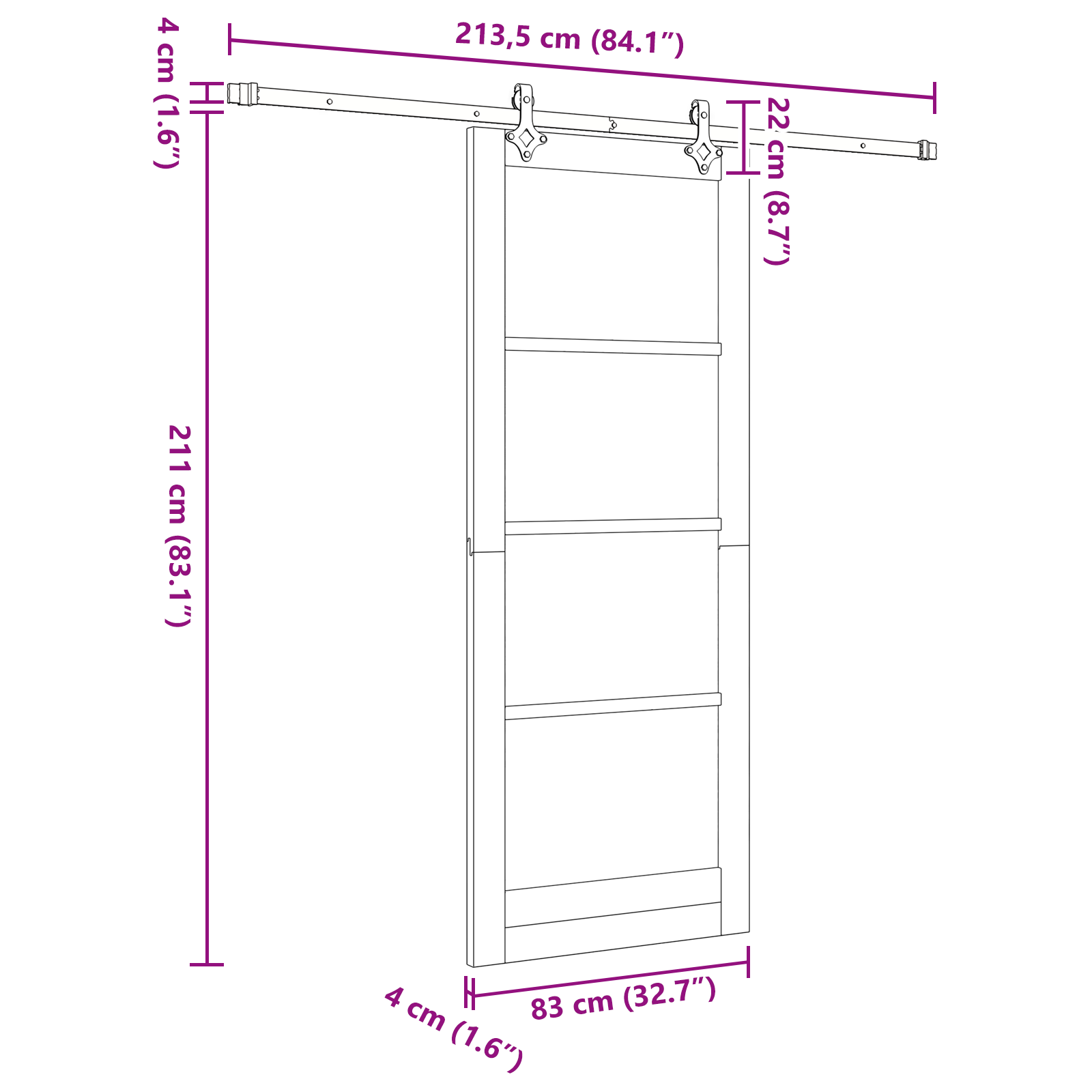 Sliding Door with Hardware Set 83x211 cm Solid Wood Pine - Image 11