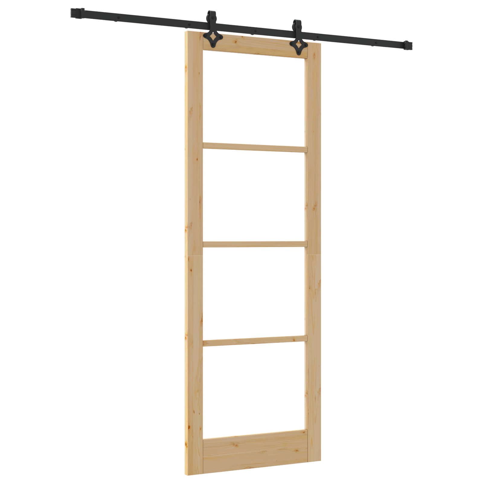 Sliding Door with Hardware Set 83x232 cm Solid Wood Pine - Image 2