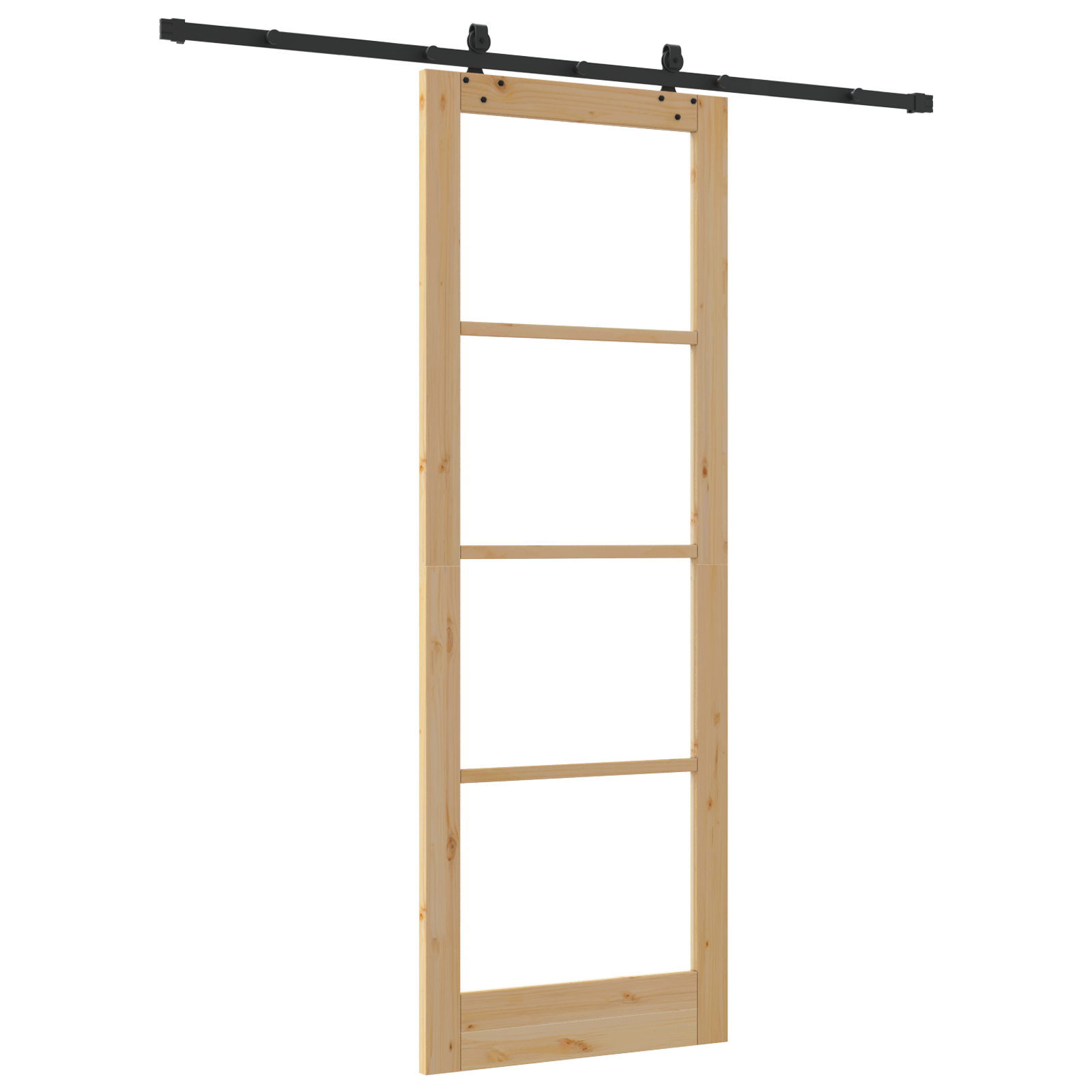 Sliding Door with Hardware Set 83x232 cm Solid Wood Pine - Image 6