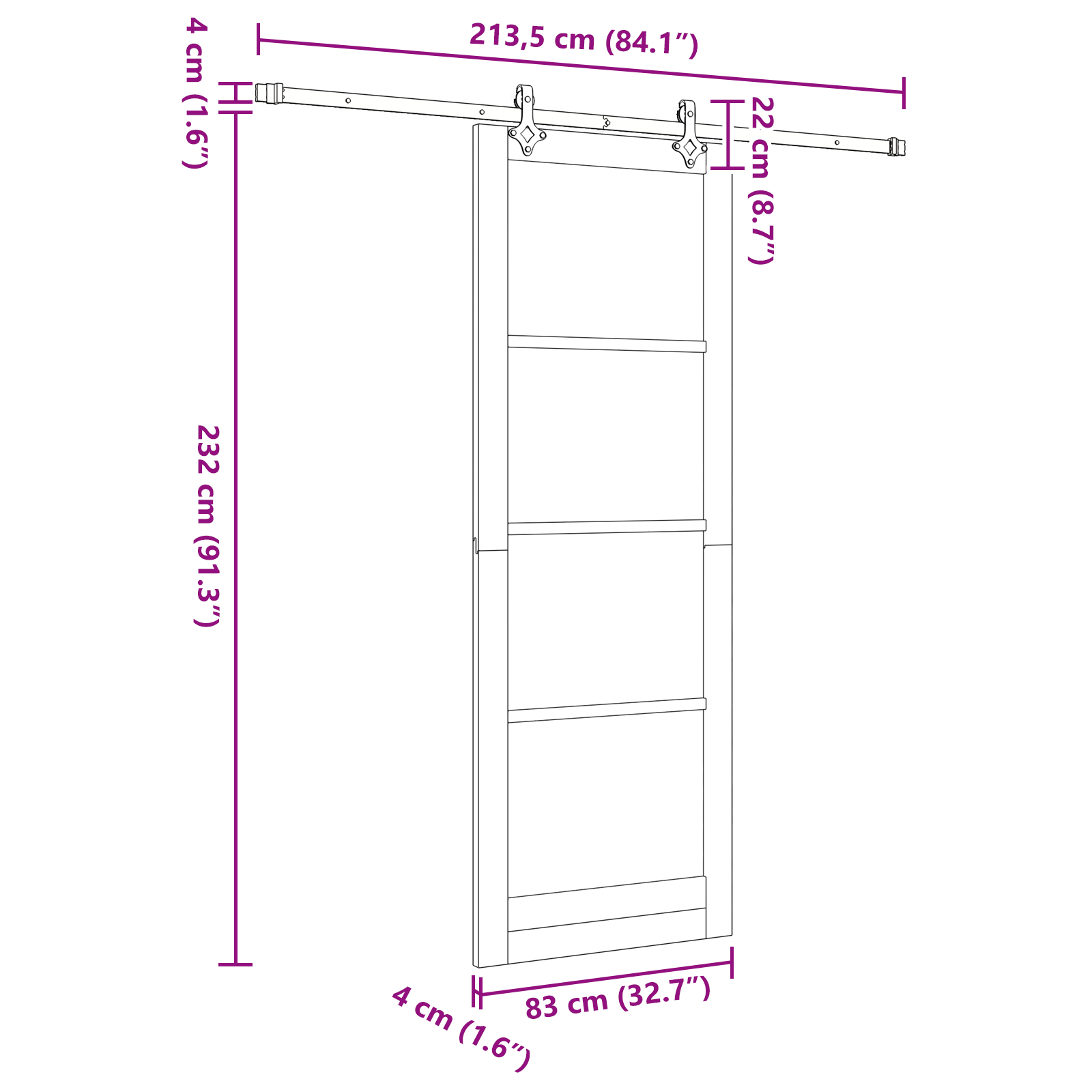 Sliding Door with Hardware Set 83x232 cm Solid Wood Pine - Image 11