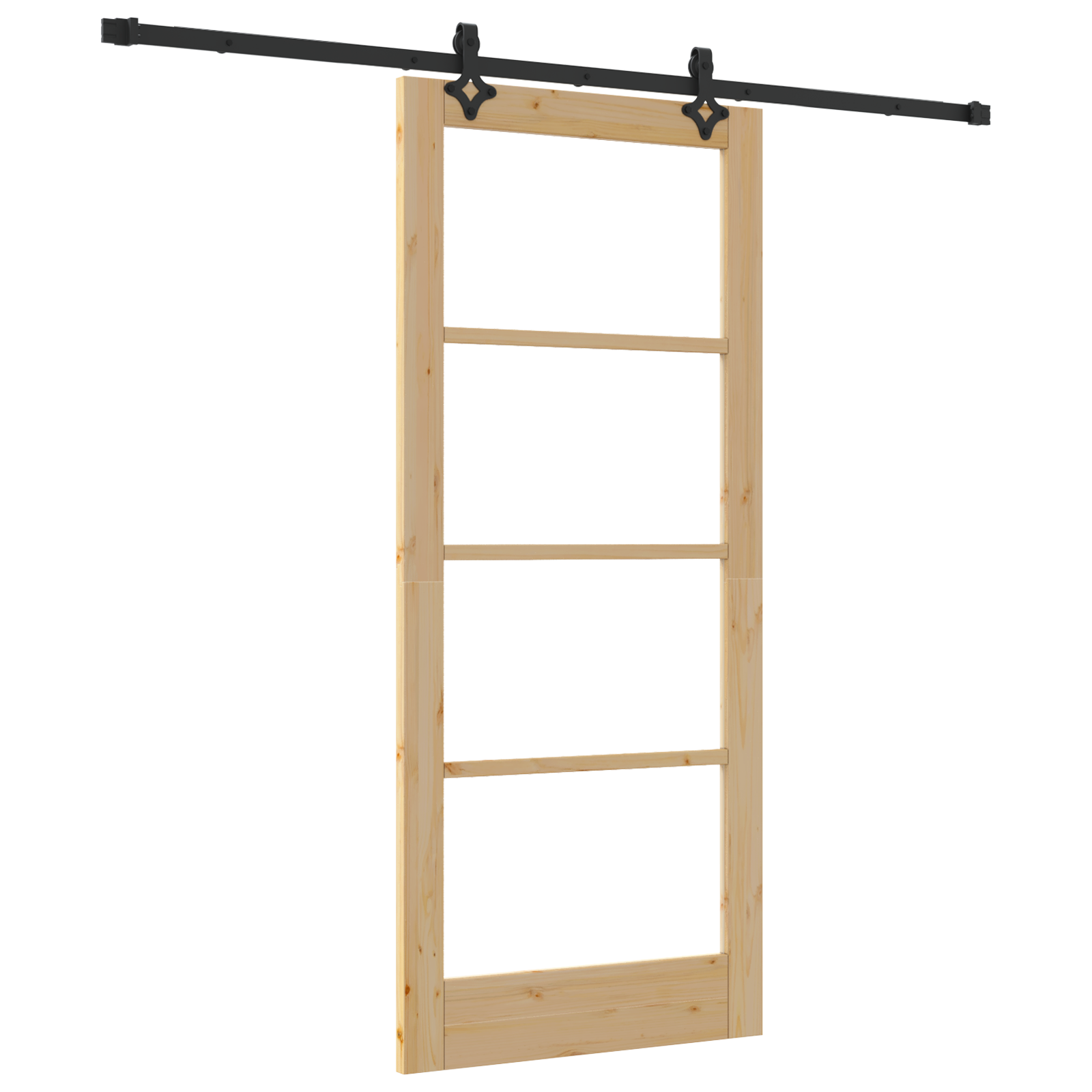 Sliding Door with Hardware Set 86x198.5 cm Solid Wood Pine - Image 2