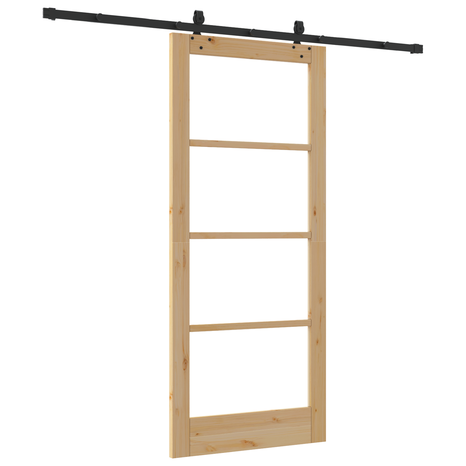 Sliding Door with Hardware Set 86x198.5 cm Solid Wood Pine - Image 6