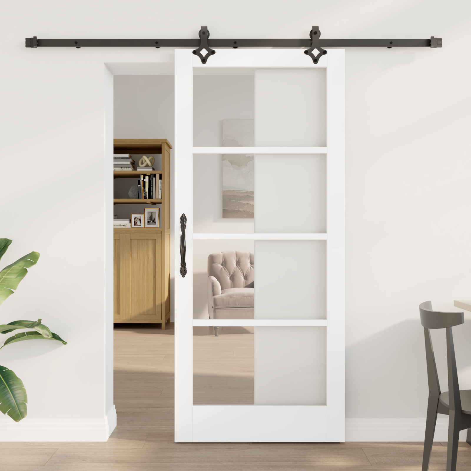 Sliding Door with Hardware Set White 86x198.5 cm Solid Wood Pine