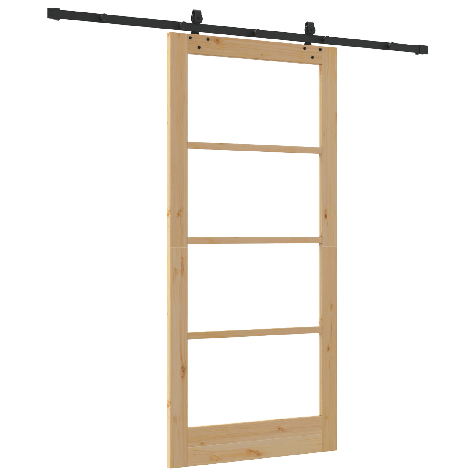 Sliding Door with Hardware Set 93x202 cm Solid Wood Pine - Image 6