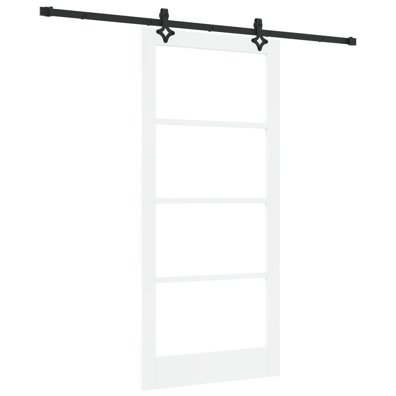 Sliding Door with Hardware Set White 93x202 cm Solid Wood Pine - Image 2