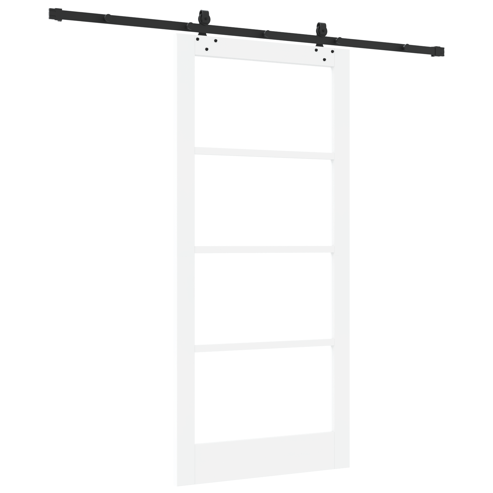 Sliding Door with Hardware Set White 93x202 cm Solid Wood Pine - Image 6