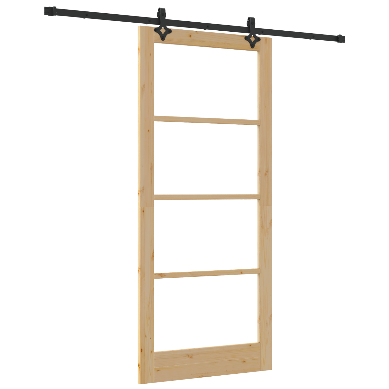Sliding Door with Hardware Set 93x211 cm Solid Wood Pine - Image 2