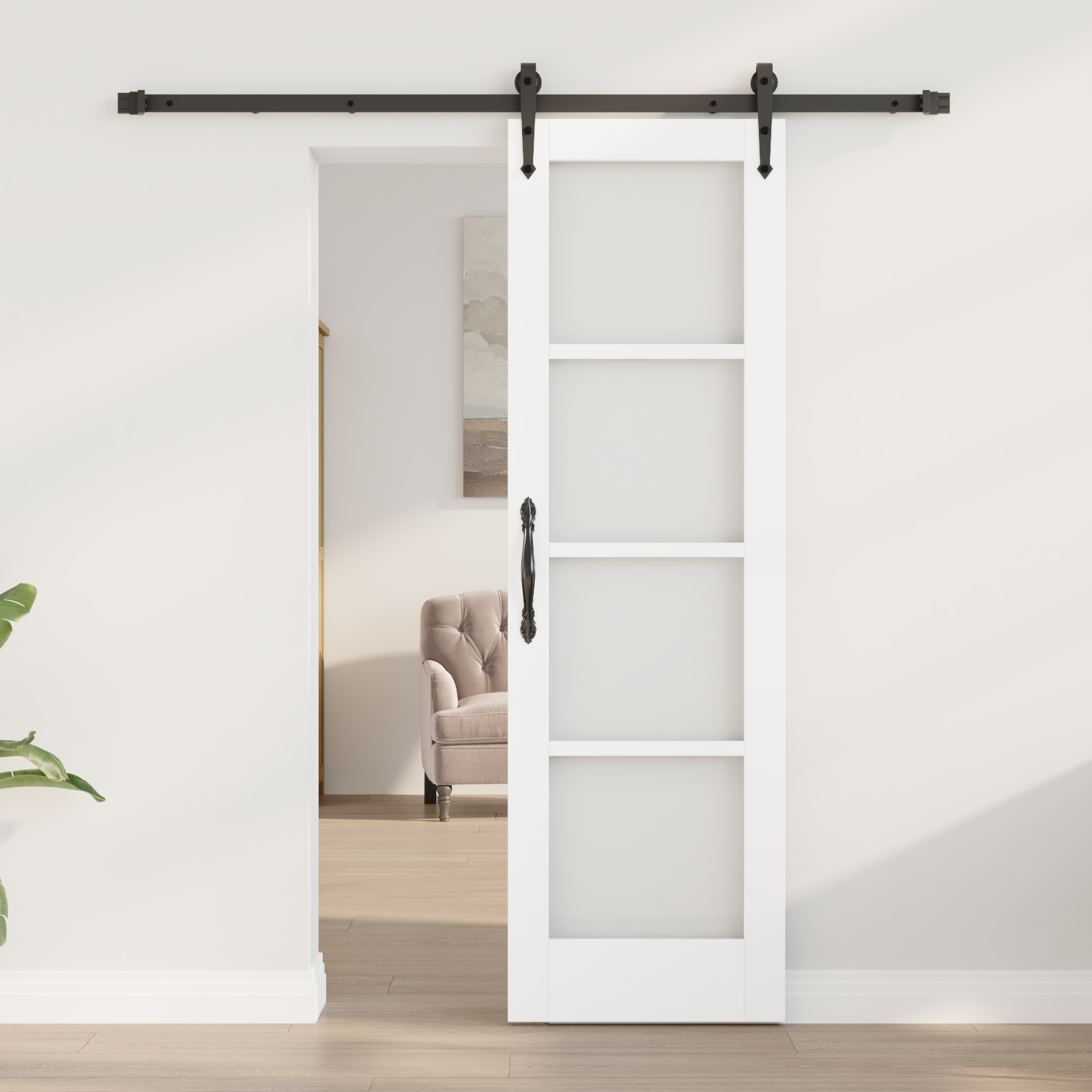 Sliding Door with Hardware Set White 61x198.5 cm Solid Wood Pine - Image 3