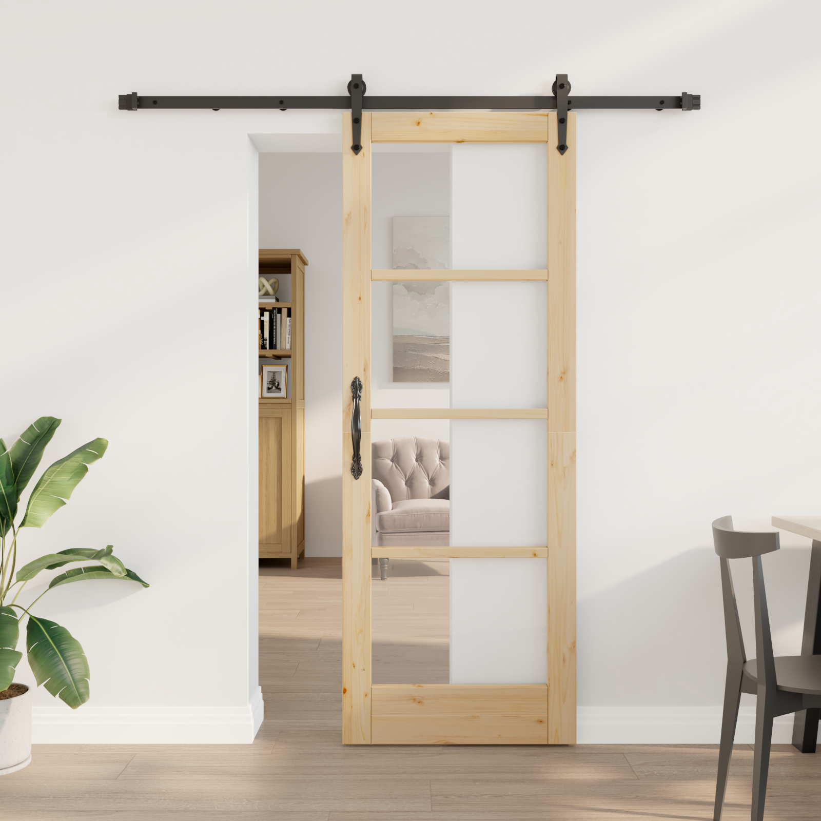 Sliding Door with Hardware Set 73.5x198.5 cm Solid Wood Pine