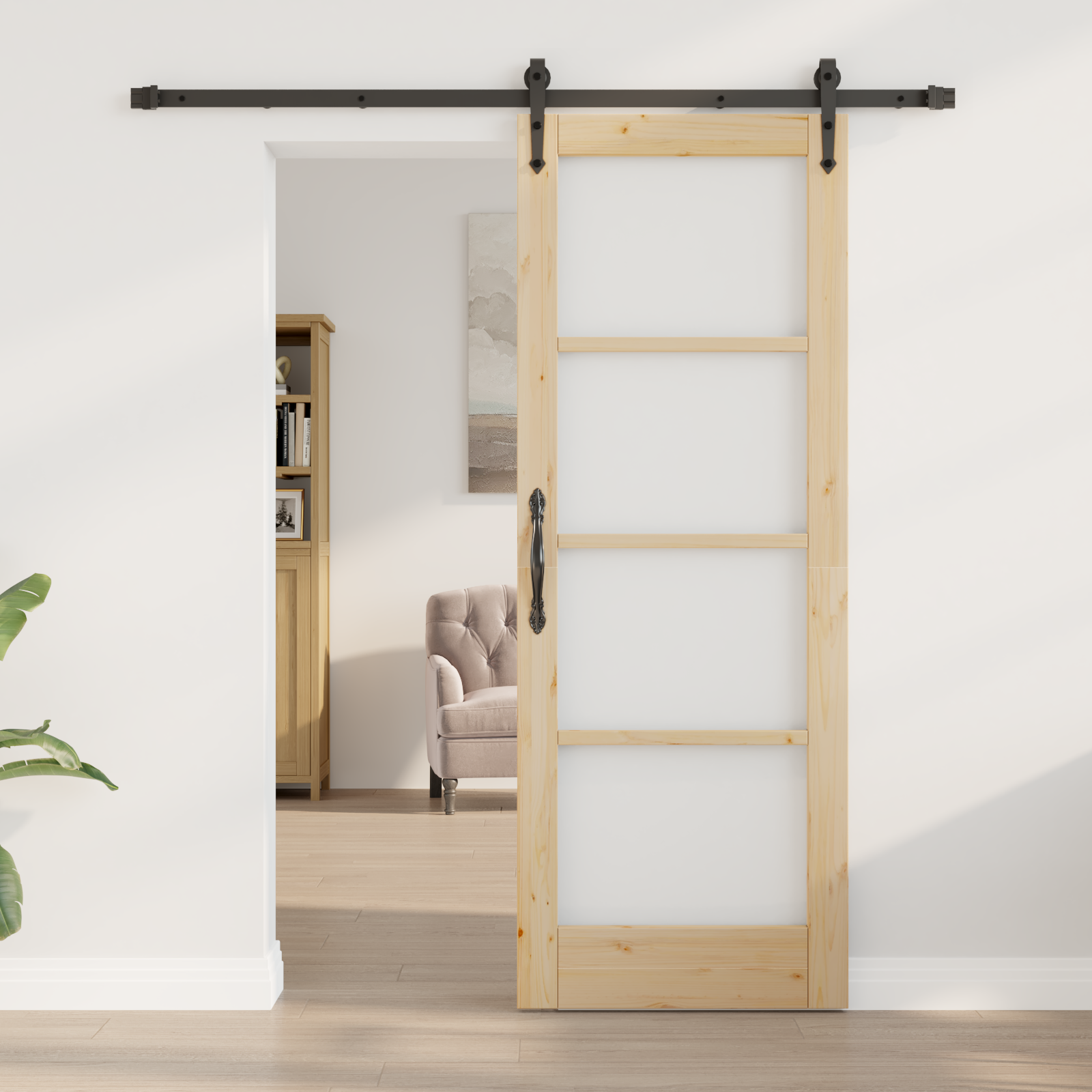 Sliding Door with Hardware Set 73.5x198.5 cm Solid Wood Pine - Image 3