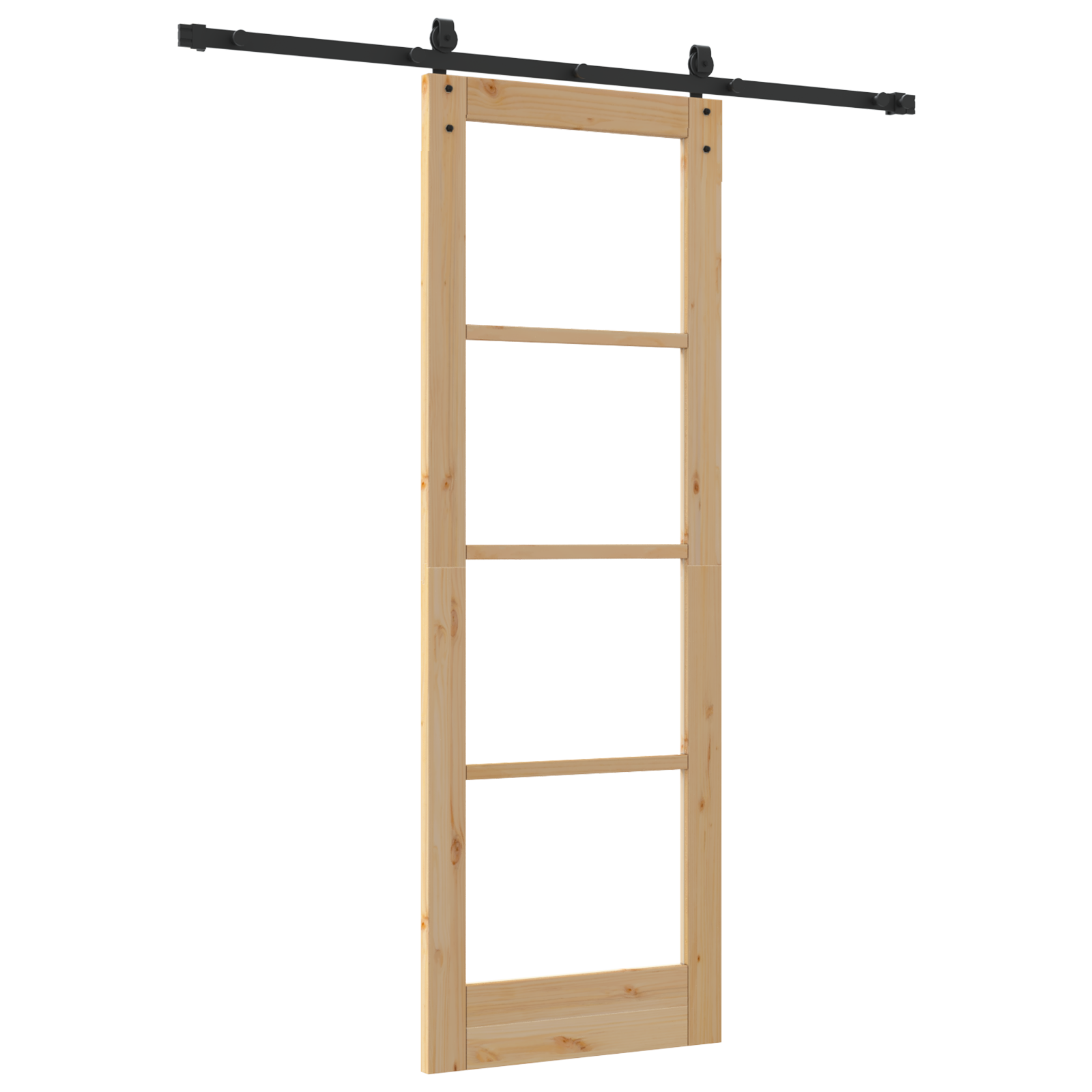 Sliding Door with Hardware Set 73.5x211 cm Solid Wood Pine - Image 6