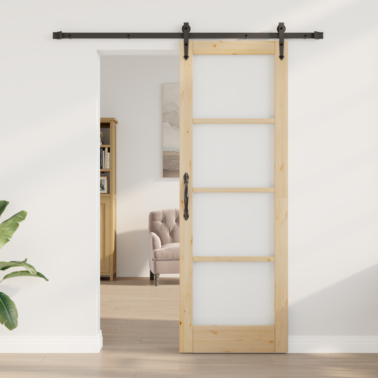 Sliding Door with Hardware Set 73.5x211 cm Solid Wood Pine - Image 3