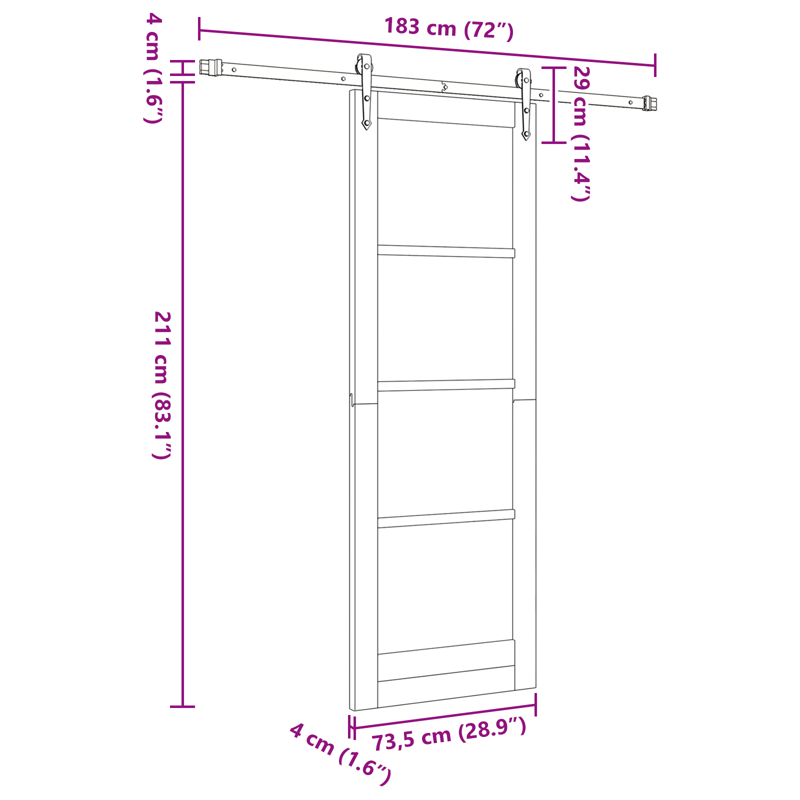 Sliding Door with Hardware Set 73.5x211 cm Solid Wood Pine - Image 11
