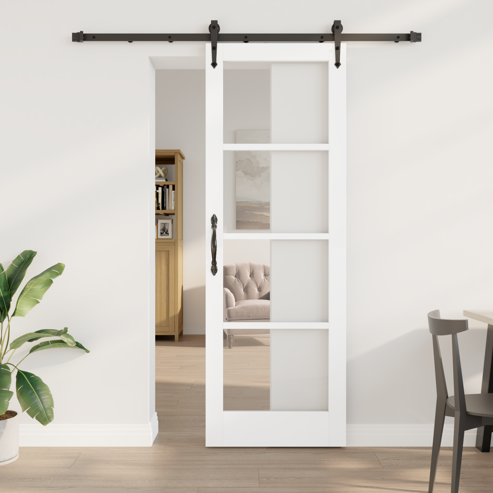 Sliding Door with Hardware Set White 73.5x211 cm Solid Wood Pine
