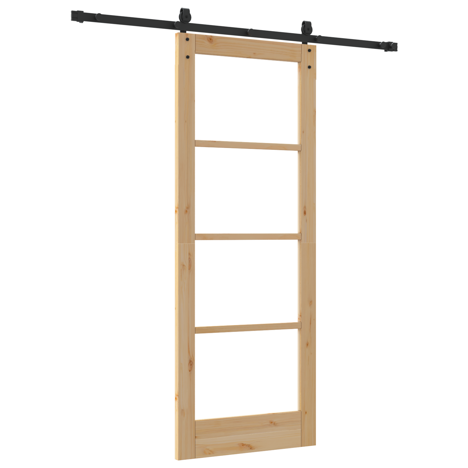Sliding Door with Hardware Set 78x202 cm Solid Wood Pine - Image 6