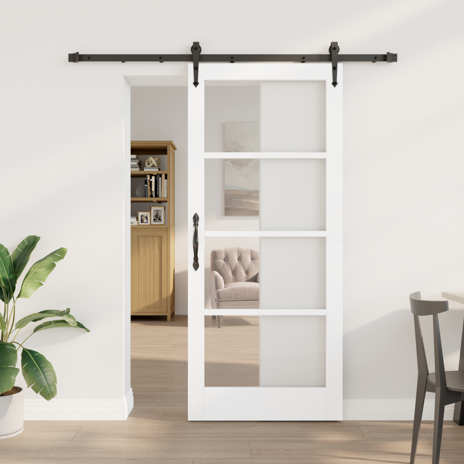 Sliding Door with Hardware Set White 78x202 cm Solid Wood Pine