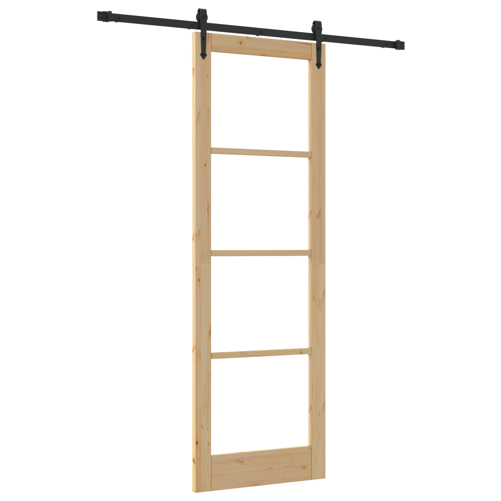 Sliding Door with Hardware Set 78x232 cm Solid Wood Pine - Image 2
