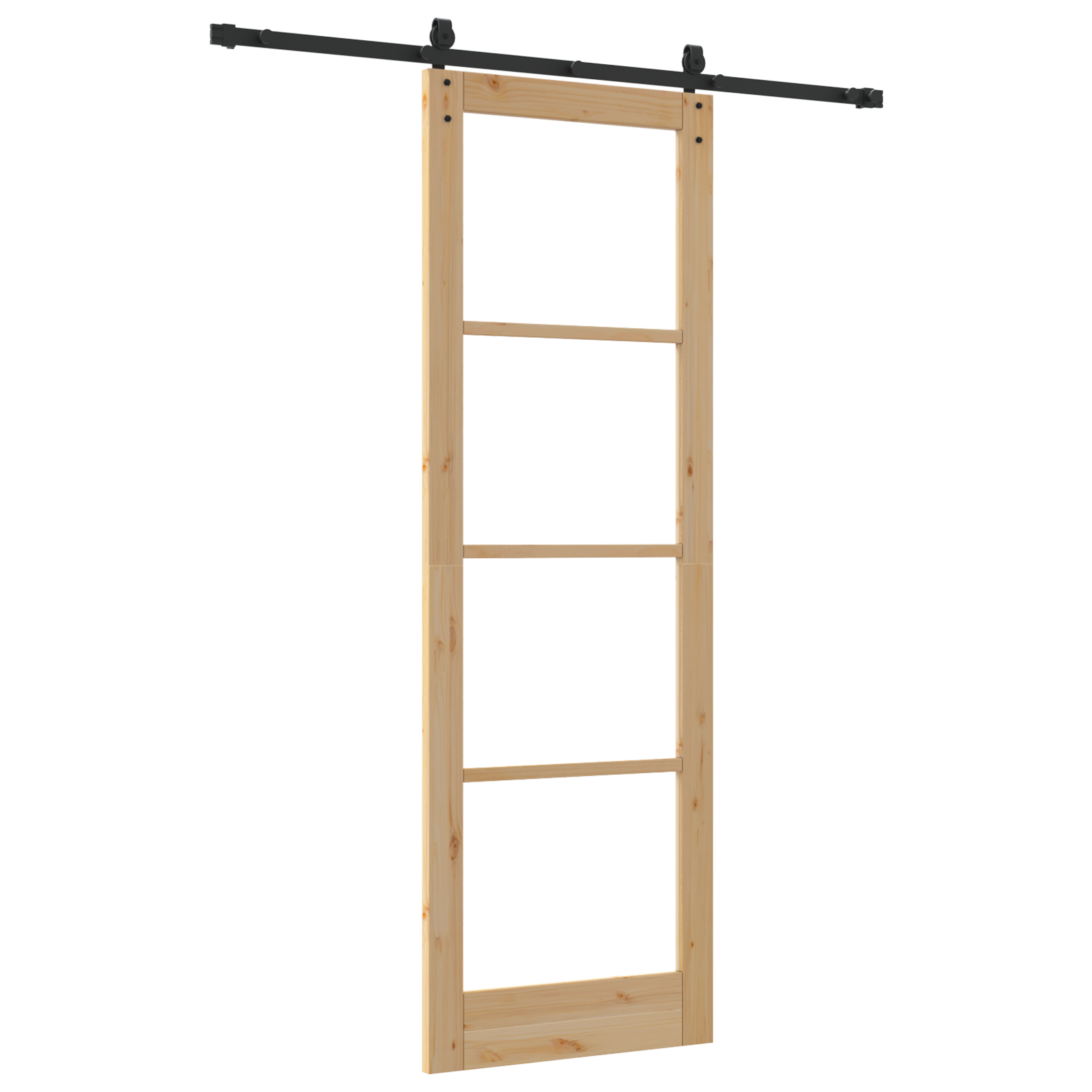 Sliding Door with Hardware Set 78x232 cm Solid Wood Pine - Image 6