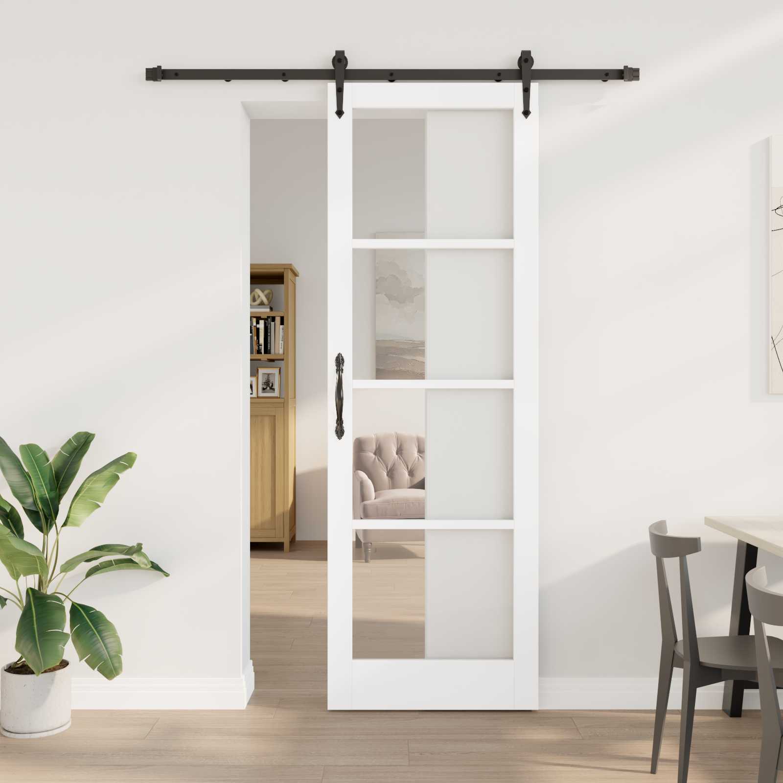 Sliding Door with Hardware Set White 78x232 cm Solid Wood Pine