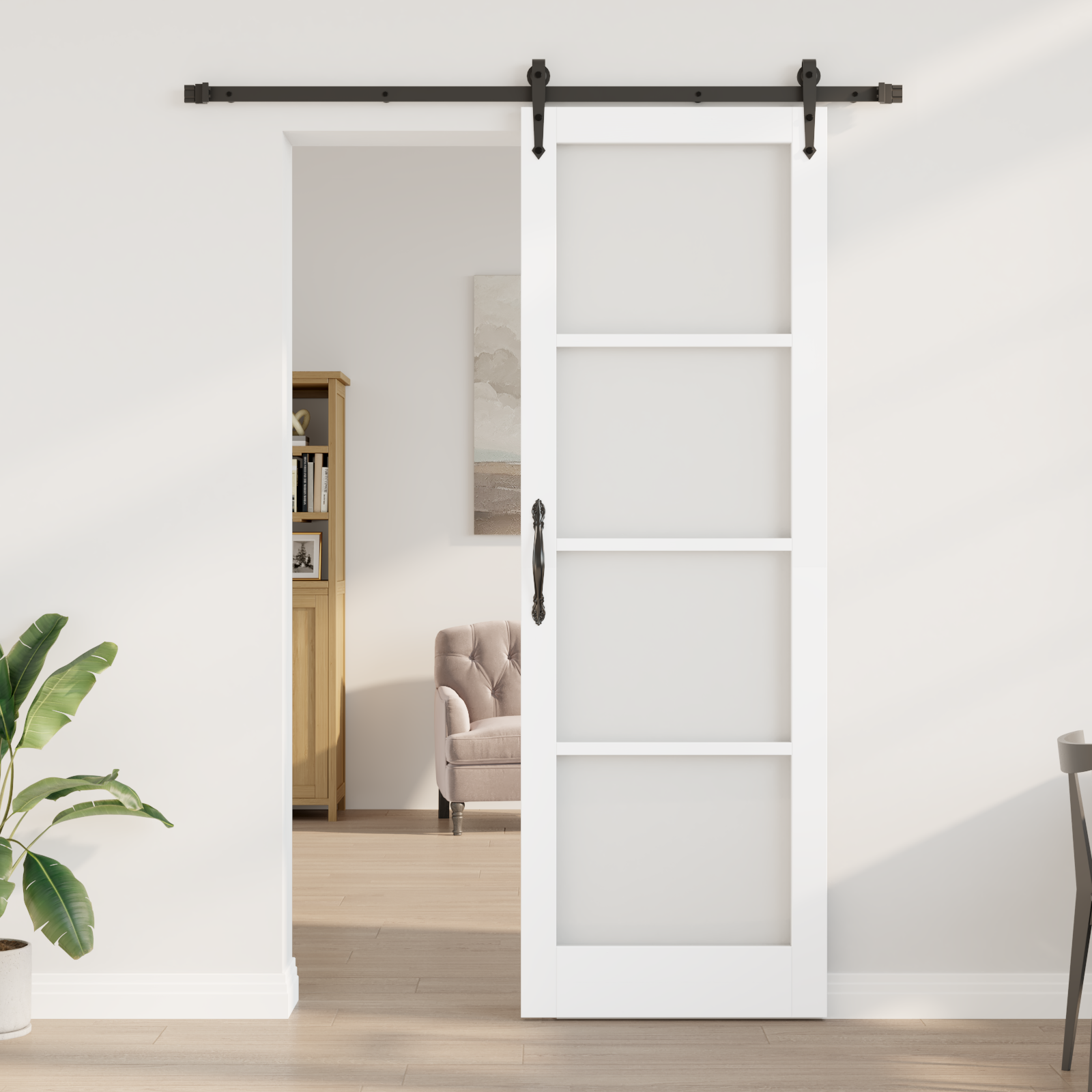 Sliding Door with Hardware Set White 78x232 cm Solid Wood Pine - Image 3