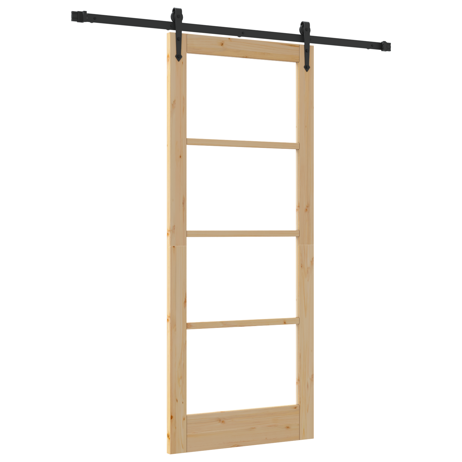 Sliding Door with Hardware Set 83x202 cm Solid Wood Pine - Image 2