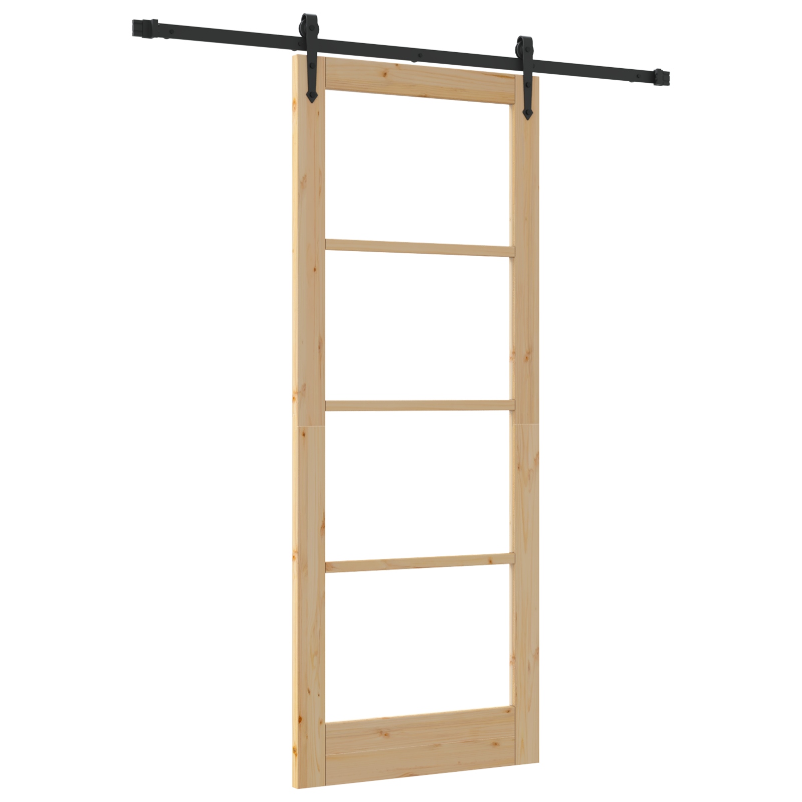 Sliding Door with Hardware Set 83x211 cm Solid Wood Pine - Image 2