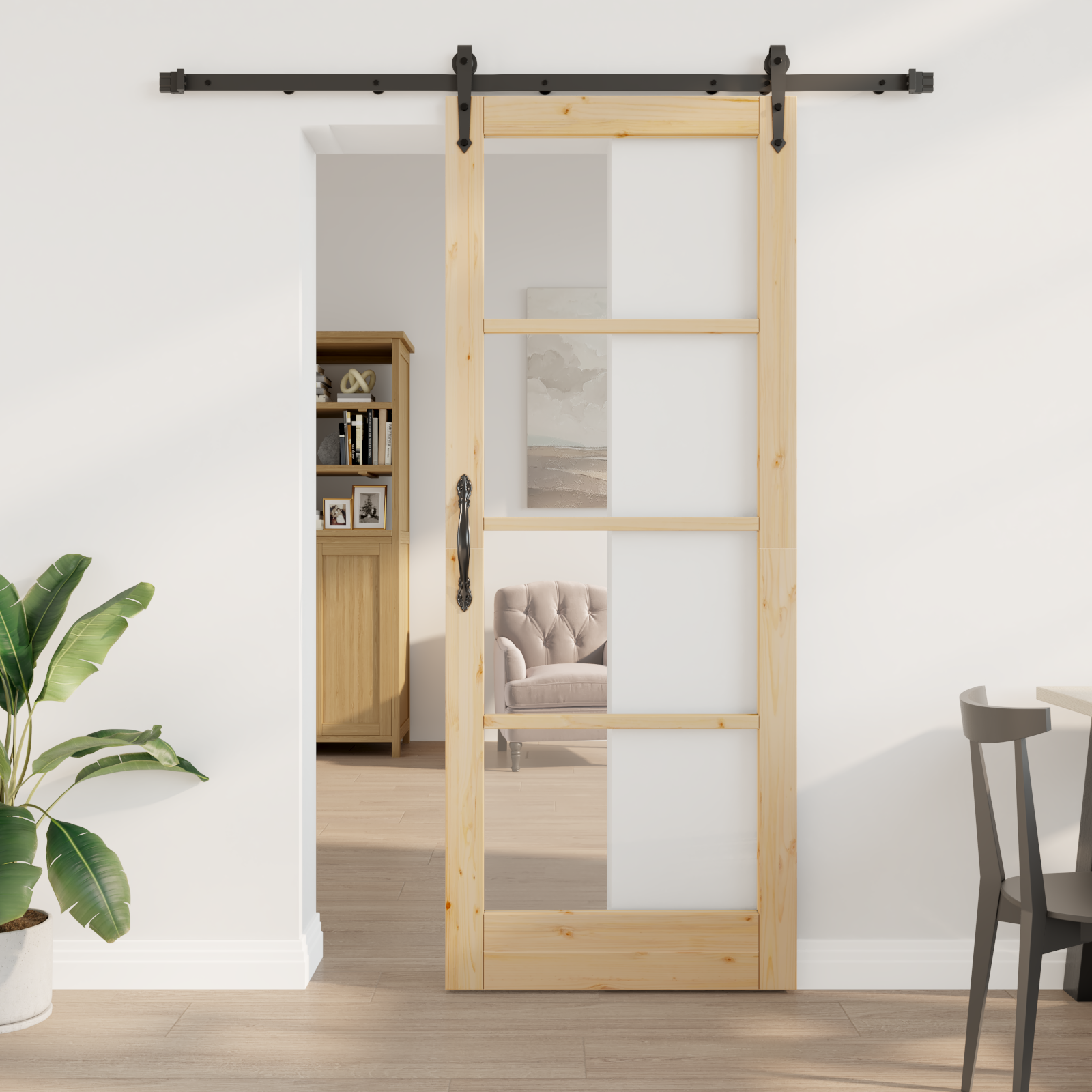 Sliding Door with Hardware Set 83x211 cm Solid Wood Pine